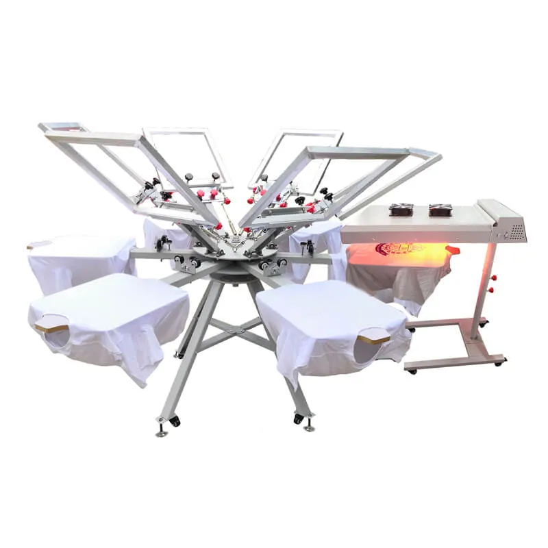 6-1 草稿6 Color 6 Station Manual Silk Screen Printing Machine With Micro Registration